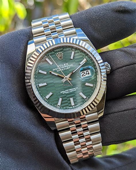 rolex datejust 41 green fluted dial|rolex datejust 41mm price.